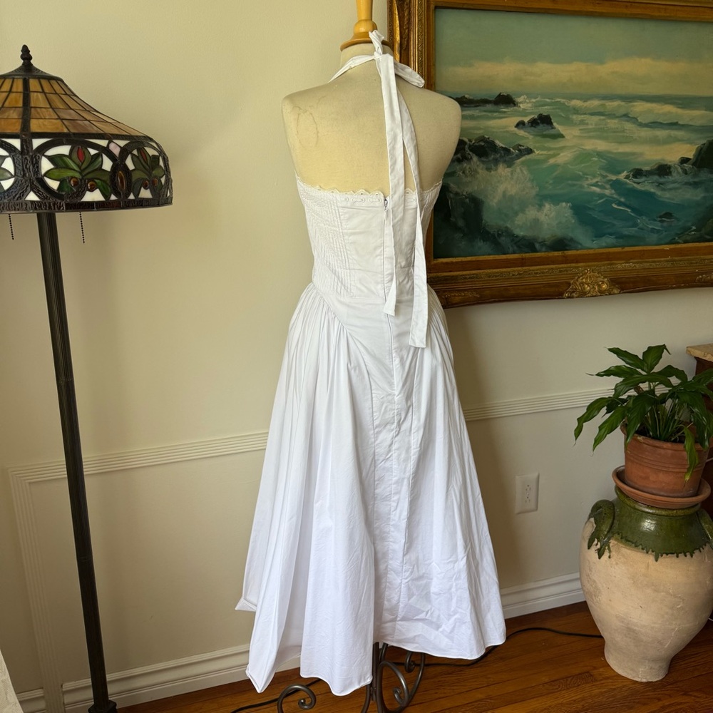 House of CB ADABELLA- White Cotton Halter Dress - Picture 7 of 11